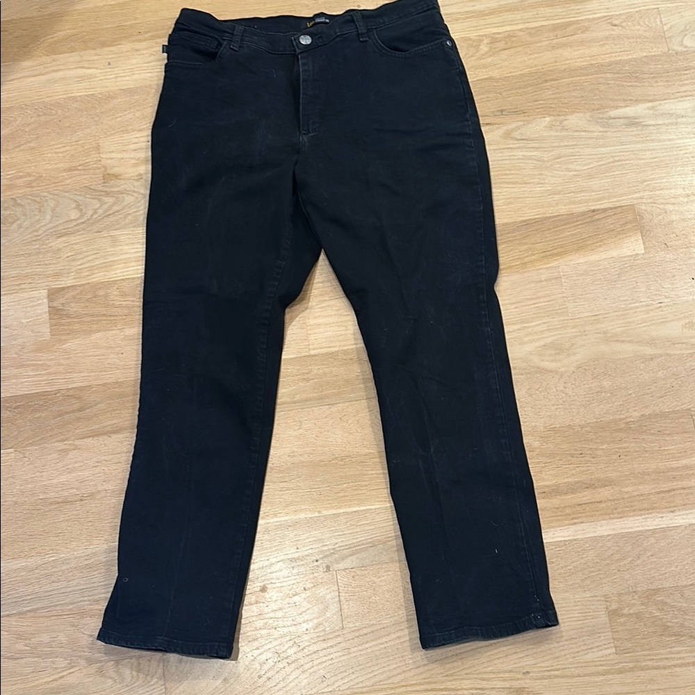 Lee Dark Black Straight Jeans relaxed fit 14